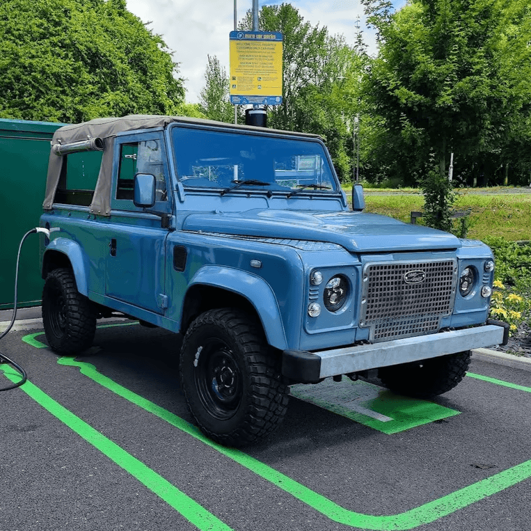 Twisted Land Rover Defender EV conversion undergoing charging diagnostics and onboard charger repair support by VASS Technology